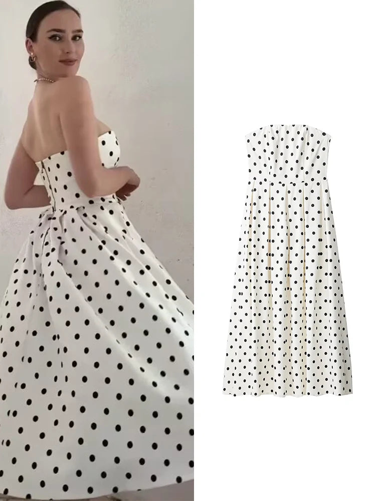 1 Backless Polka Dot A-line Strapless