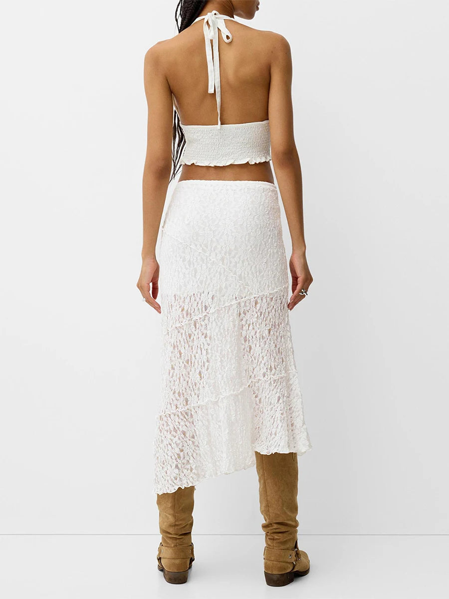 Lace Skirt Elegant Low Waist Patchwork