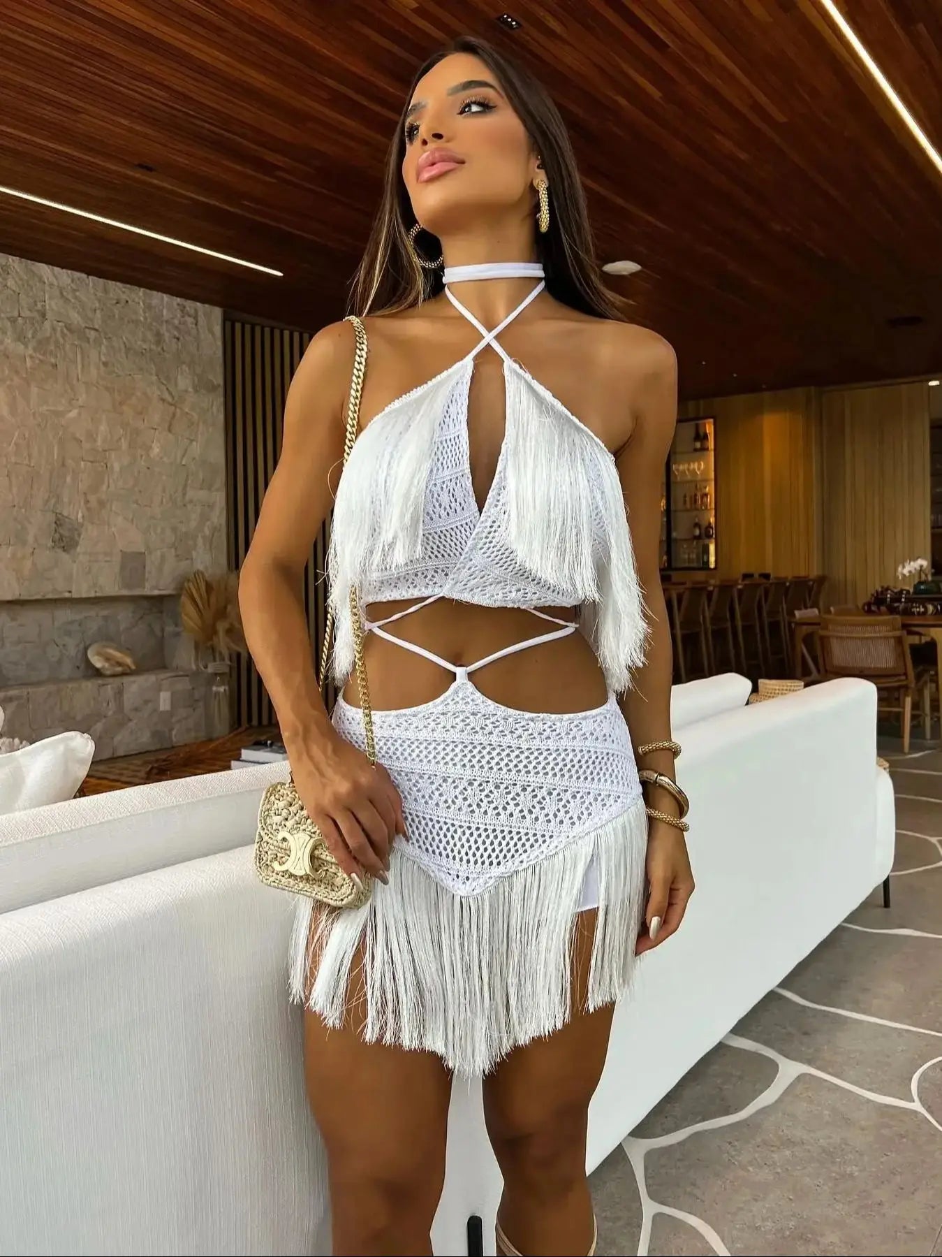 Sexy Tassel Cut Out Dress