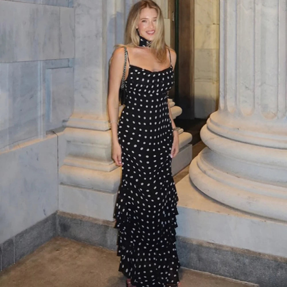 Polka Dot Dress with Scarf Ribbon