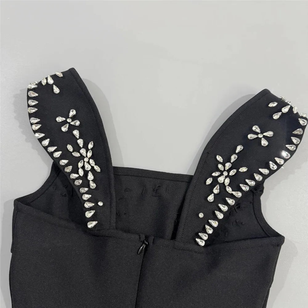 New women's luxurious diamond studded bandage dress sexy socialite banquet party evening dress short skirt medium long skirt