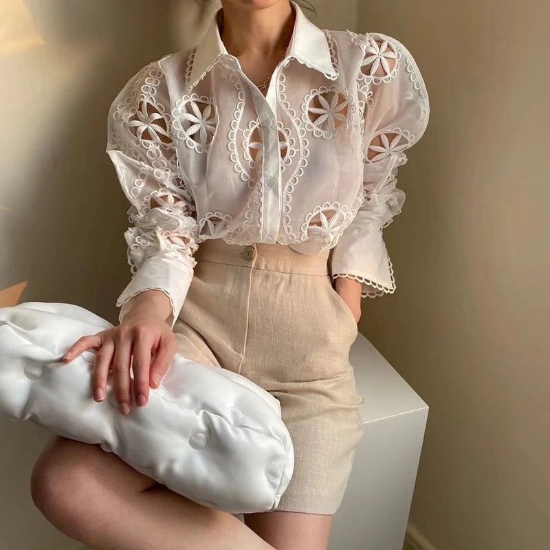 Embroidery lace royal lake como Shirt
