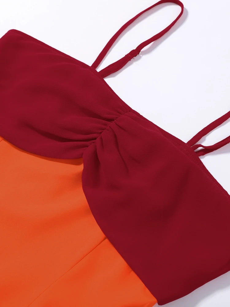 Orange summer dress with scarf