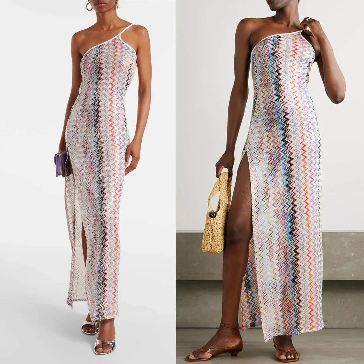 Missoni Wavy Stripes Slim Long Dresses
