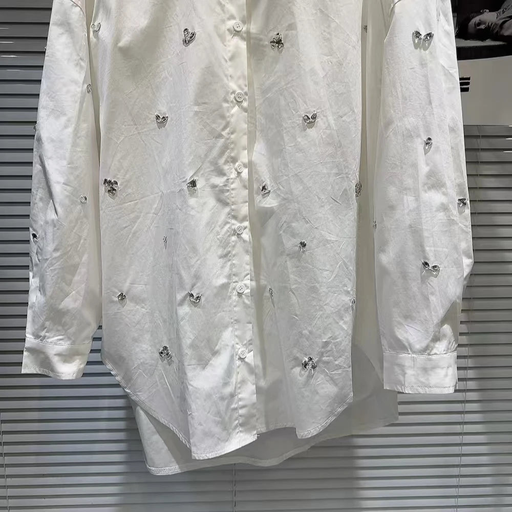 Luxury Diamonds Embroidery Cotton Shirts