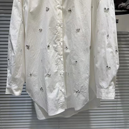 Luxury Diamonds Embroidery Cotton Shirts