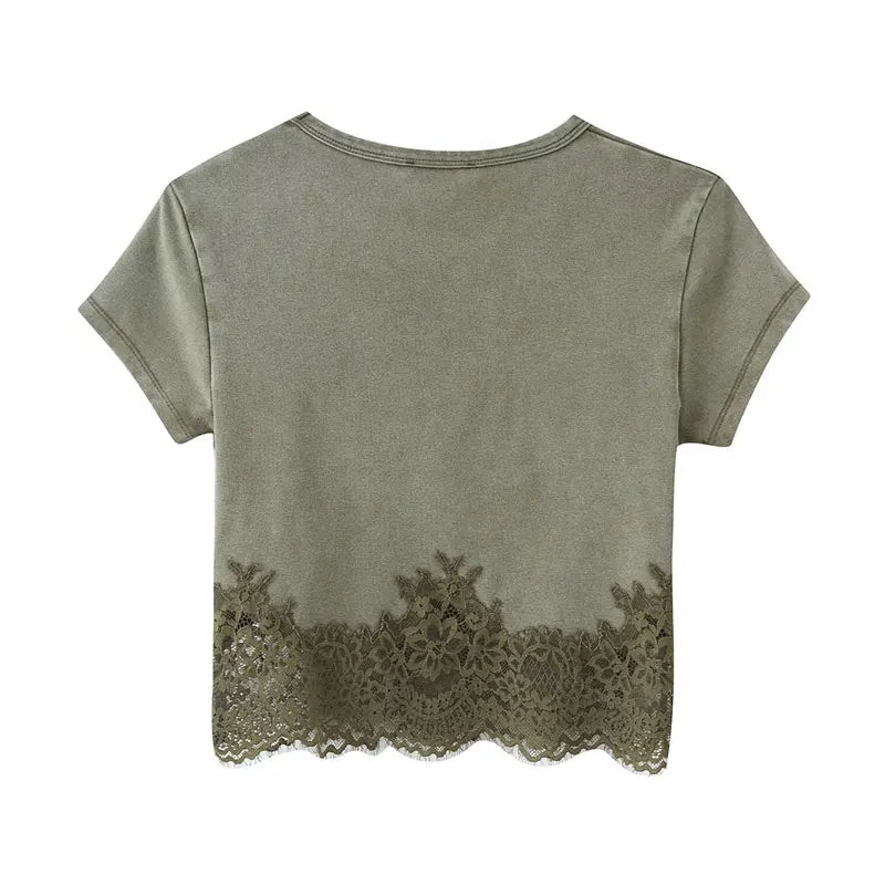 NLZGMSJ 2026 Summer Casual Chic Women Lace Suit O-Neck Short Sleeve Top Straight Loose Shorts Fashion Holiday Sets