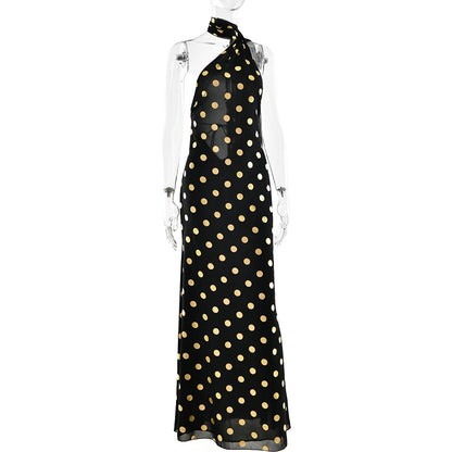 Polka Dot Halter Dress – Vacation-Ready Elegance