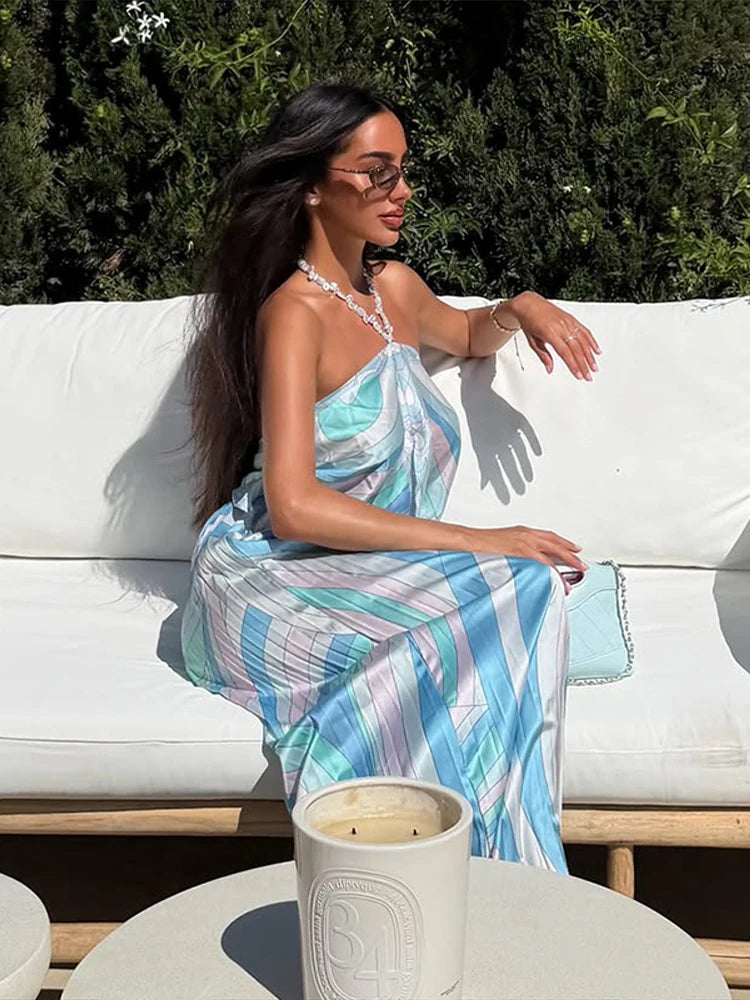 Pucci Light Blue iced blue HAlter neck