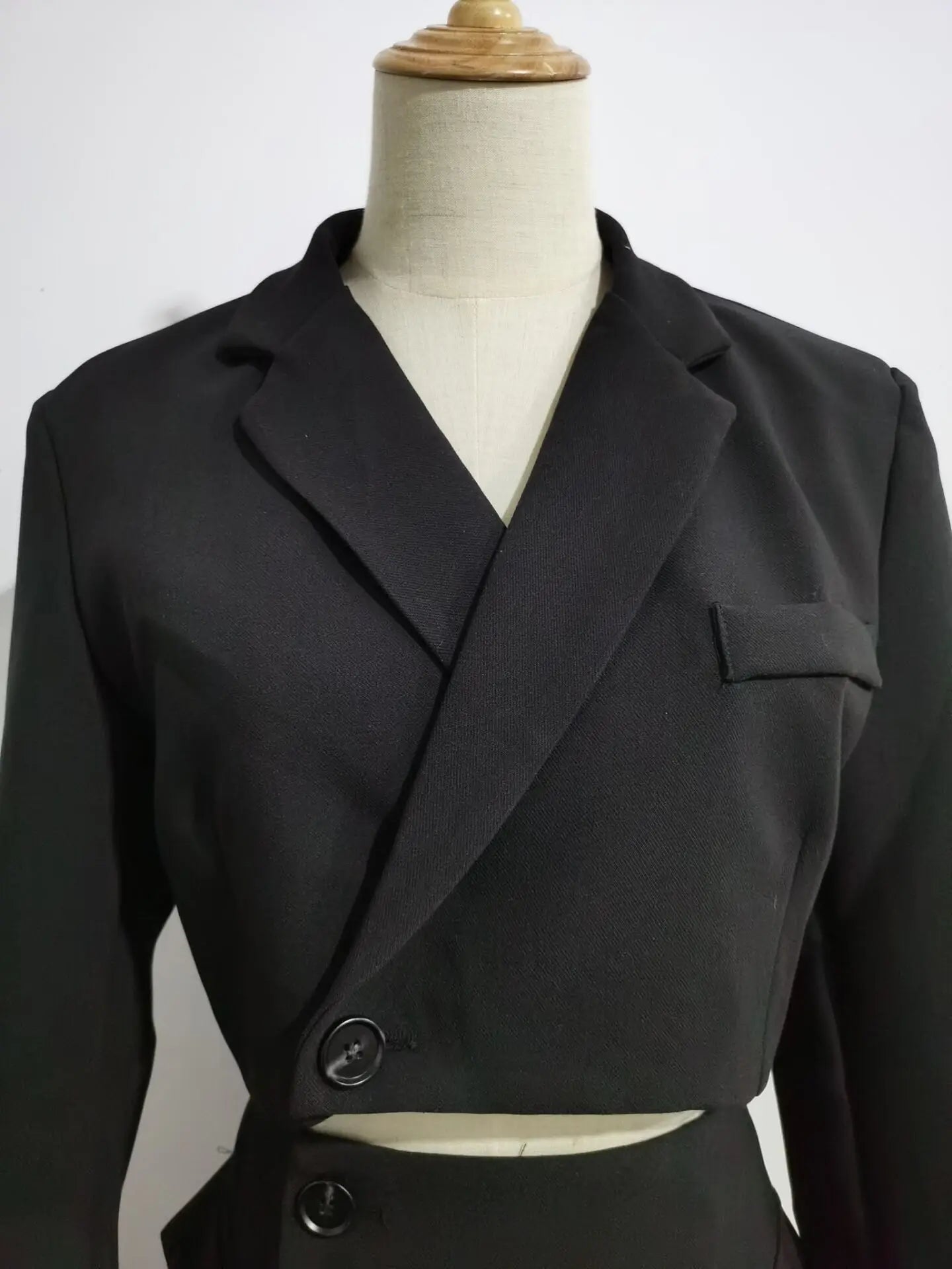 2 pieces 1 set Women One Button Short Blazer Cropped