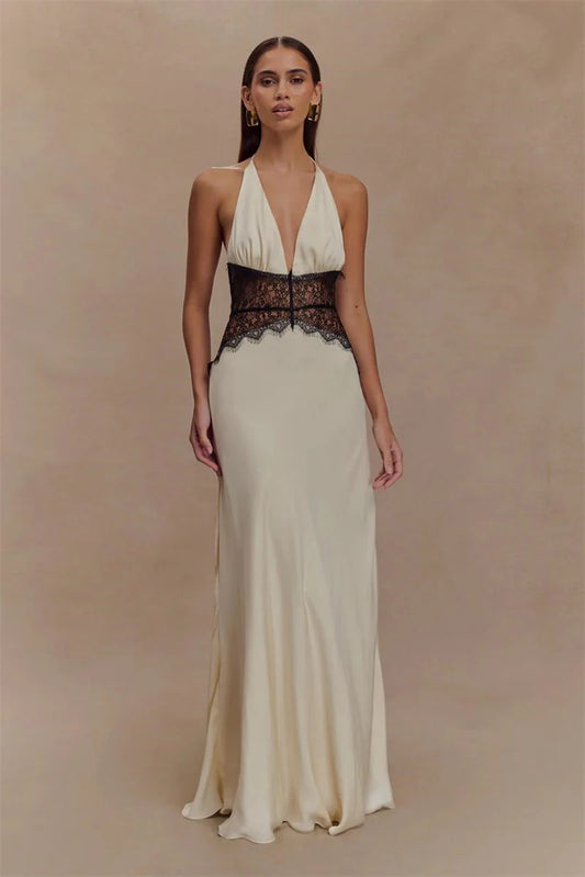 Celebrity Halter neck backless dress