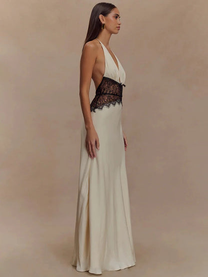 Celebrity Halter neck backless dress