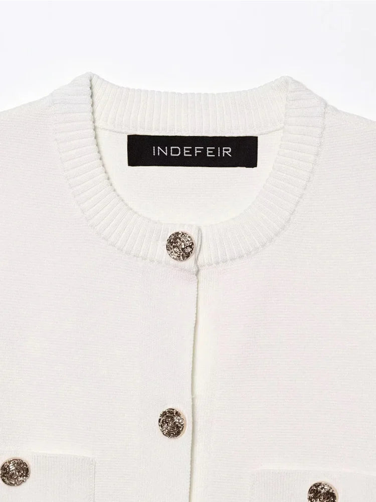 Knitwear Button Ladies Short Sleeve