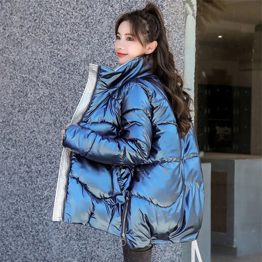 Winter Jacket Women Parkas Glossy Warm