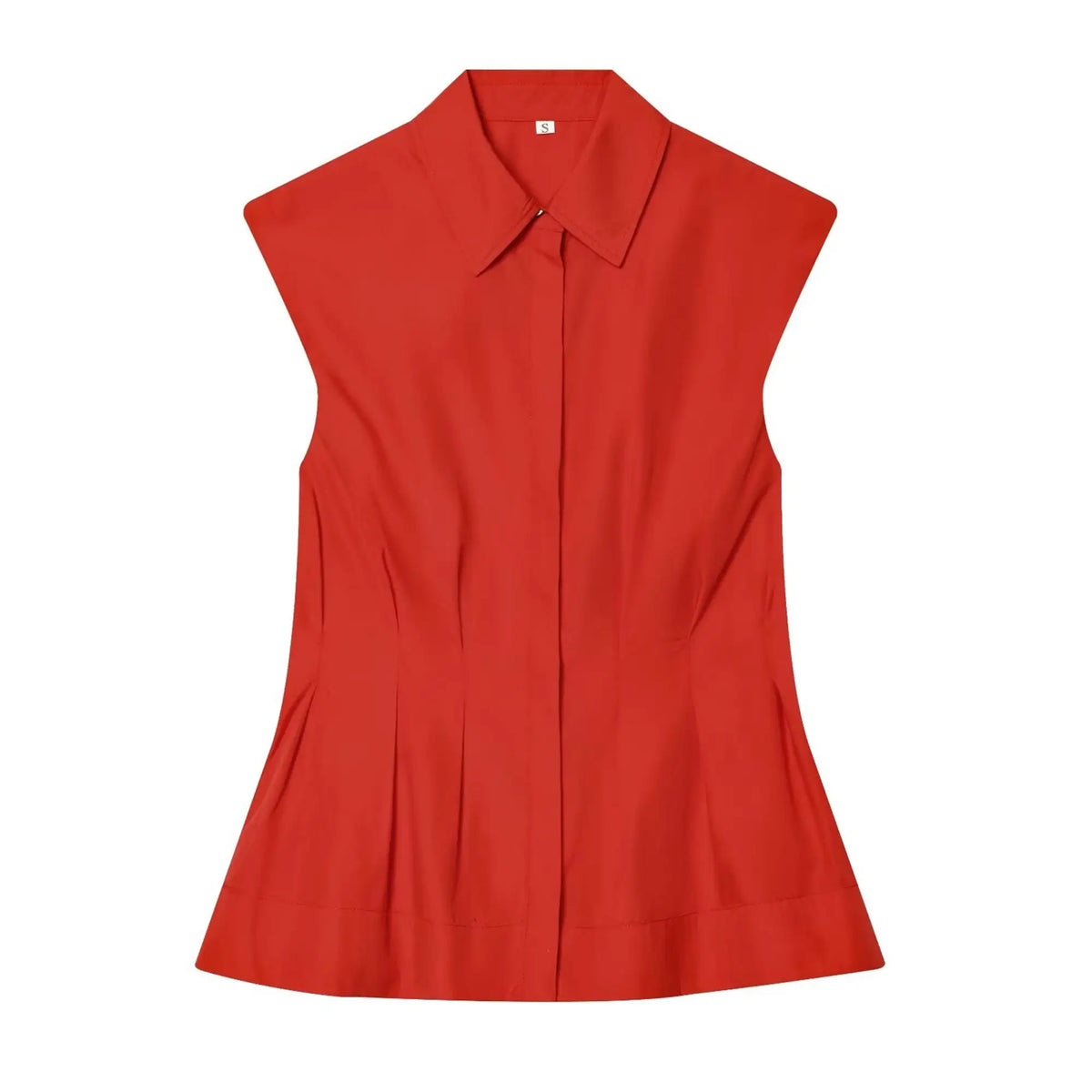 TFMLN Women's Pleated Shirt Spring Summer Vintage Lapel Collar Sleeveless Blouses Simple Flared Hem Ladies Tops 2026 New