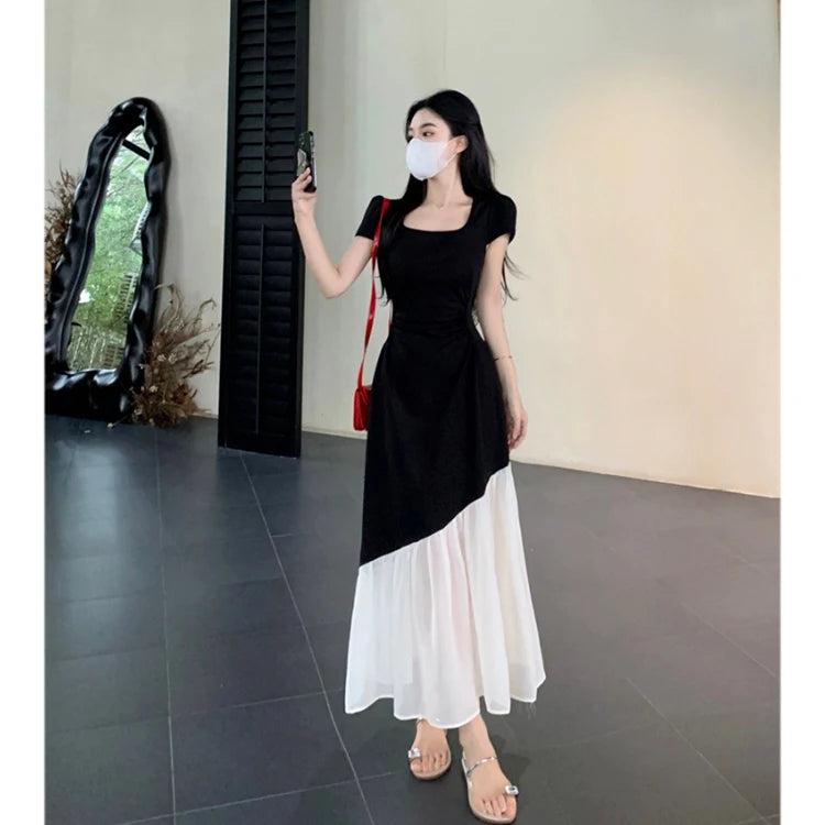 Black and White Elegant Long Dress