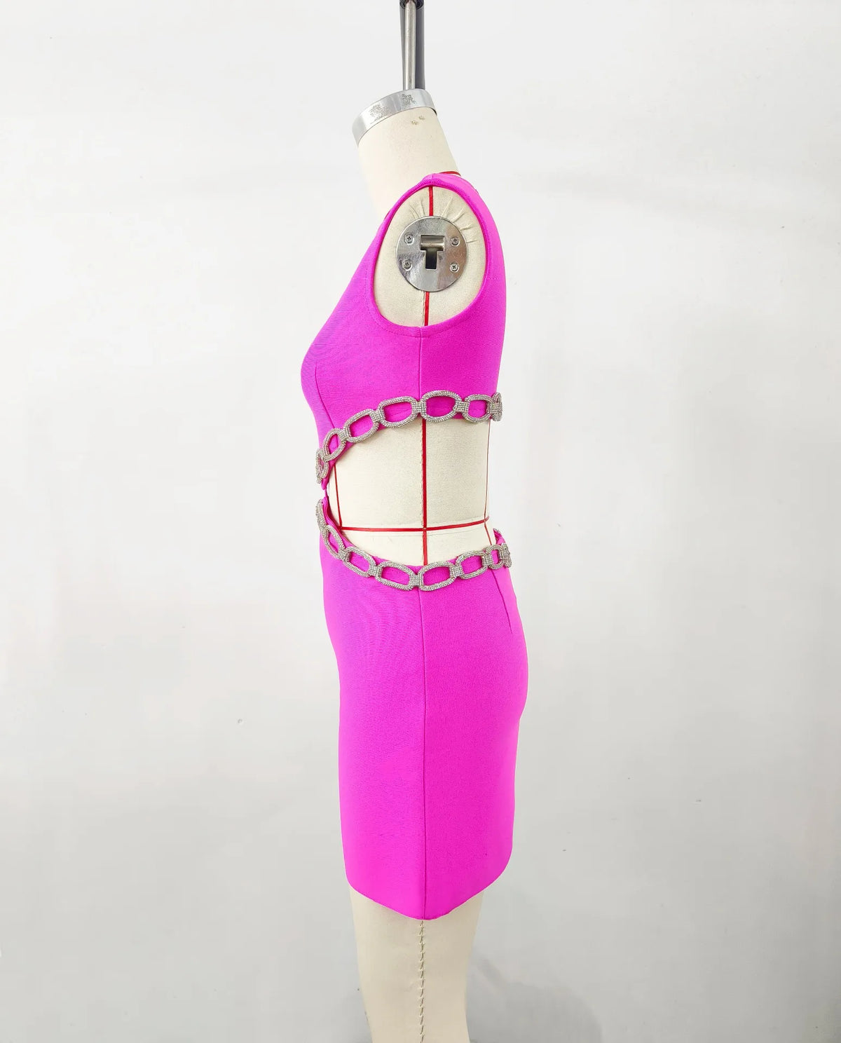 Sexy Hollow Out Diamonds Mini Dress Sleeveless Backless Solid Short Bandage Dresses Luxury Cocktail Evening Club Party Outfit
