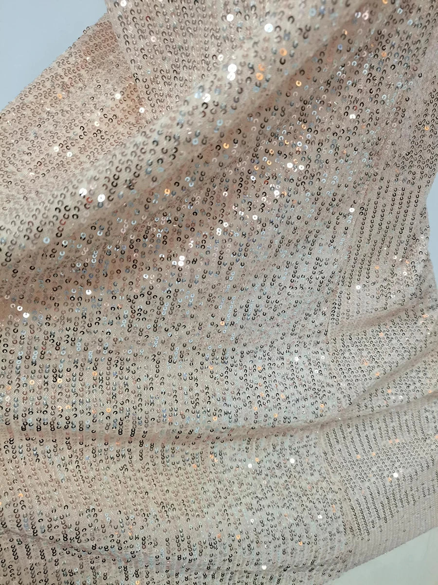 TWOTWINSTYLE Solid Slimming Fashion Dresses for Women Strapless Sleeveless Patchwork Sequins Midi Split Dress Female Clothing