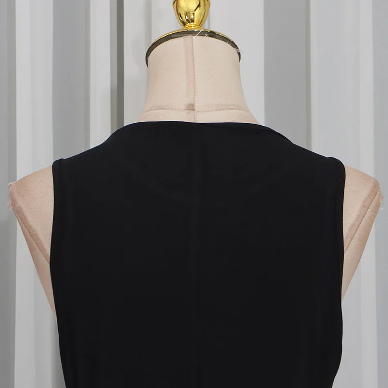 Women Sexy Spicy Girl Party Mini Dress Crew Neck Sleeveless Sequin Patchwork Twisted Knot Bodycon Short Dress Nightclub Banquet