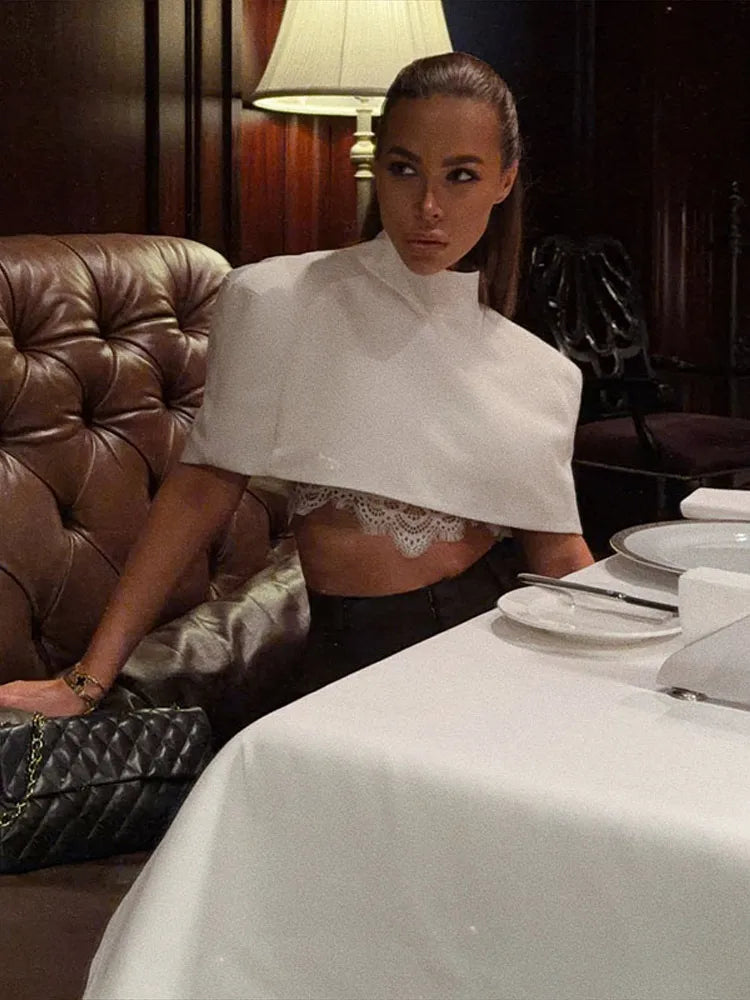 Elegant Cropped Shawl Tops