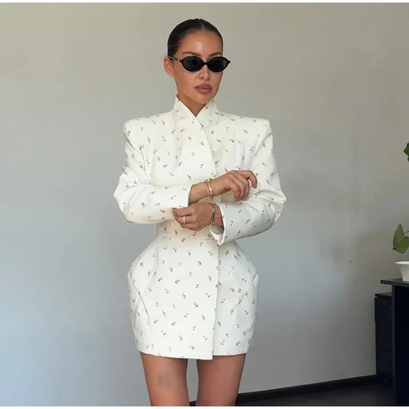 White Waist Cinching Floral dress