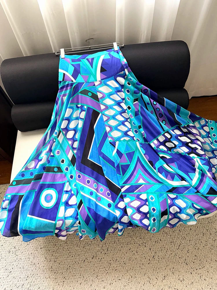Blue Pucci Look Skirt set