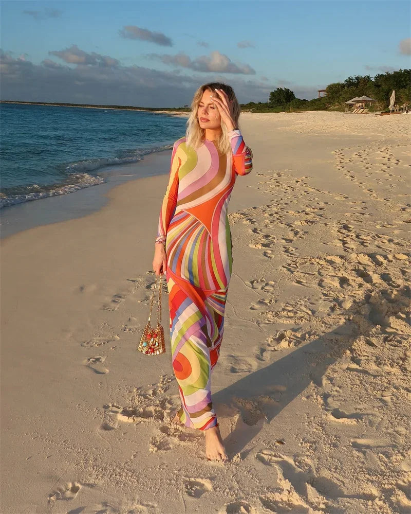 Elegant Striped Cover up Pucci
