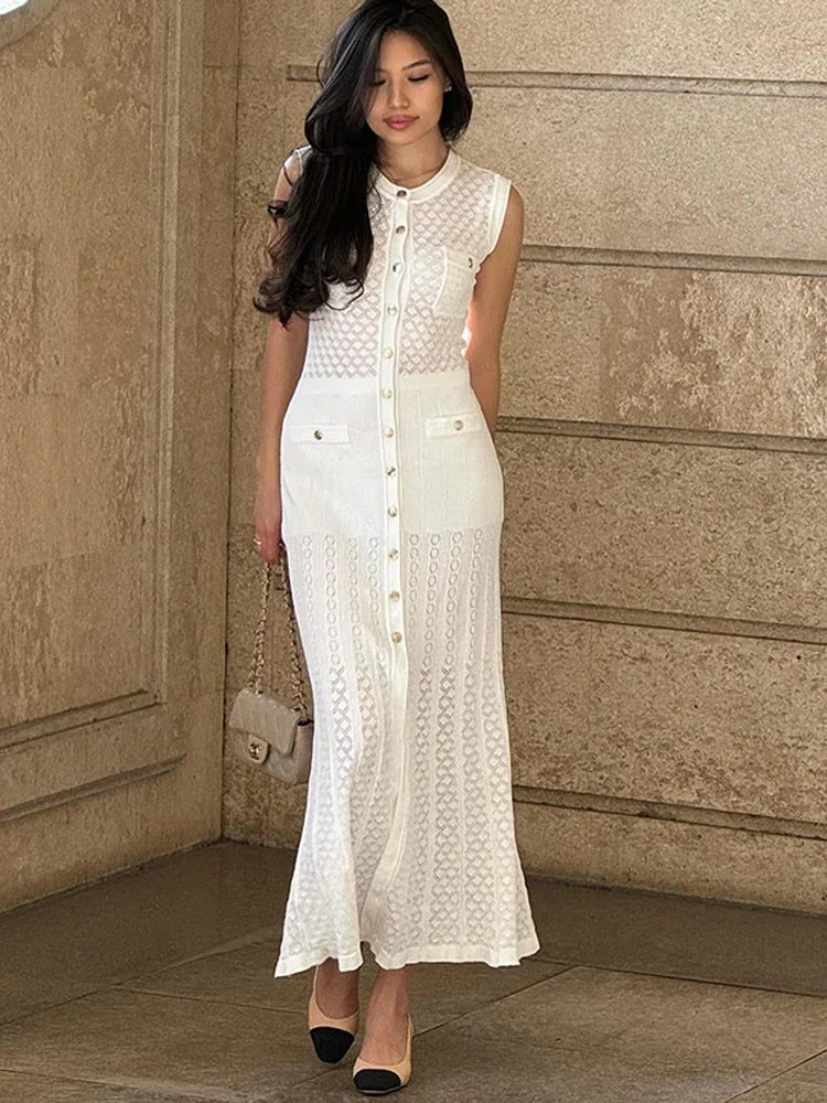 Buttoned Knit Dress