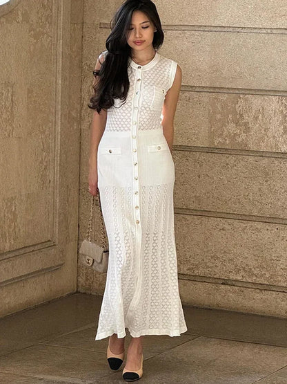 Buttoned Knit Dress
