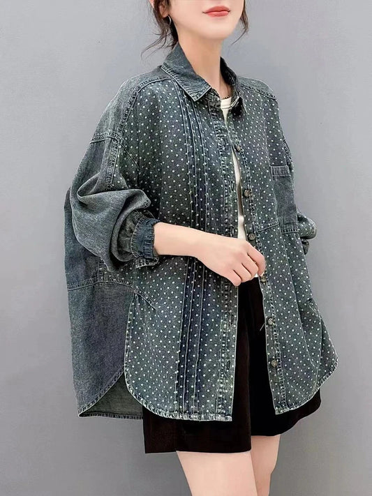 Embellished Denim Shirts Vintage Oversized Luxury