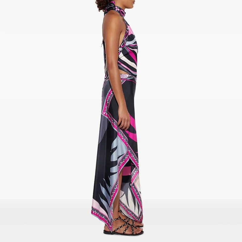 Satin Asymmetrical Skirt Set