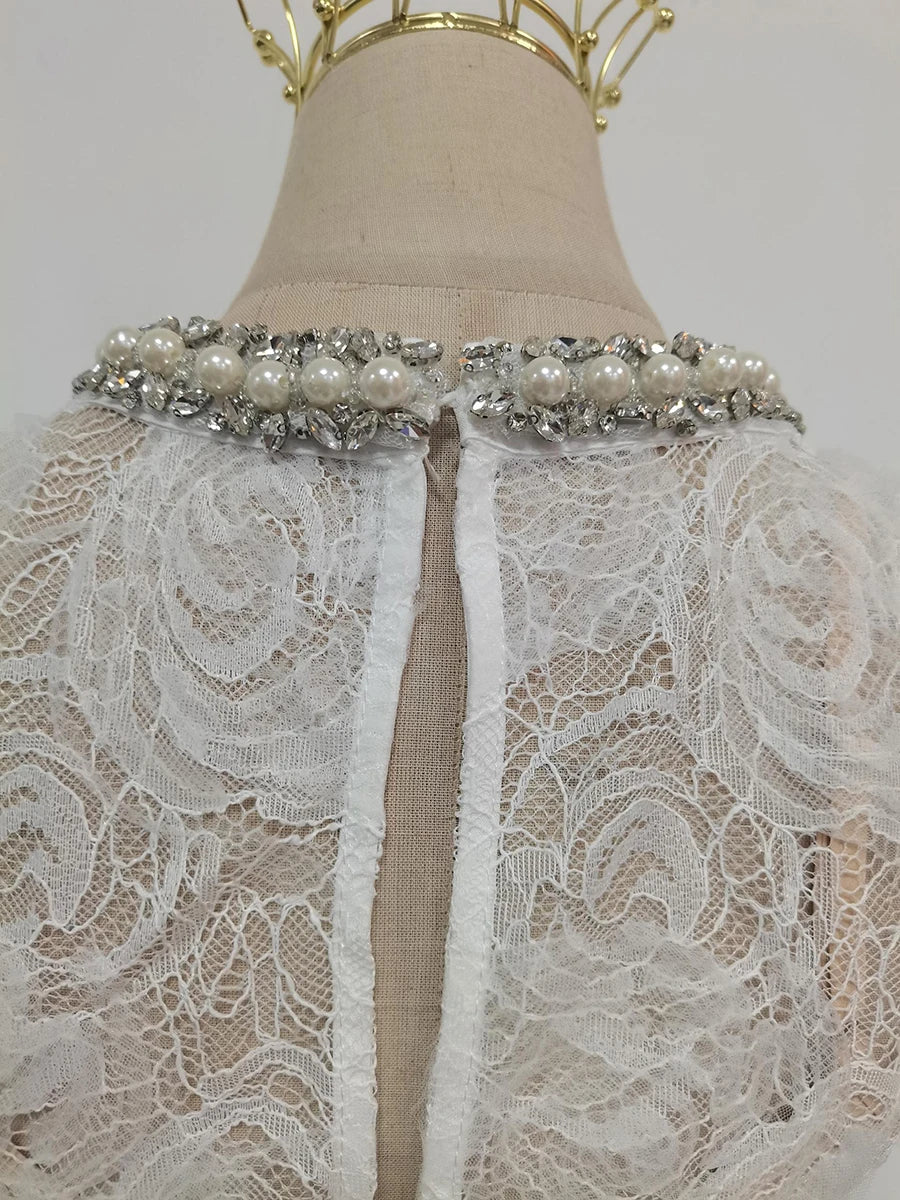 Self portrait clio vibes white lace midi