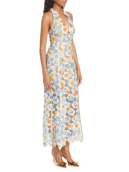 V Neck Midi Printed