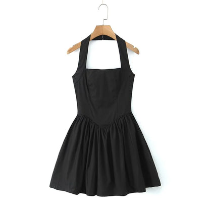 Puffy halter A-Line dress