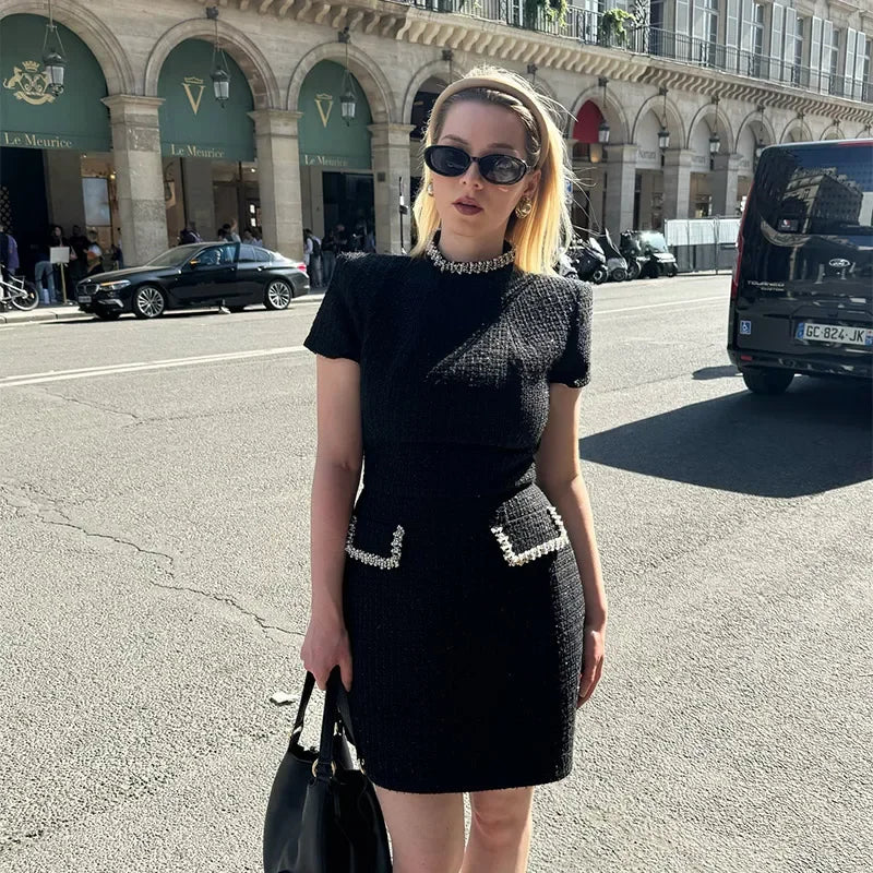 Elegant Beaded Slim Fit Mini Dresses