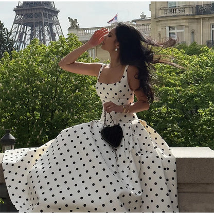 Elegant Women Polka Dot Midi