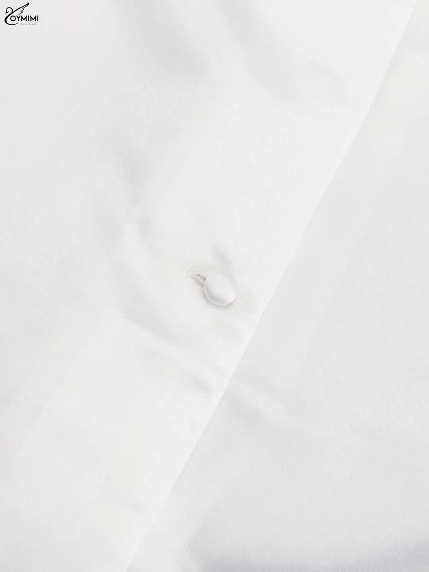 White Satin 2 Piece Sets Puff Sleeve