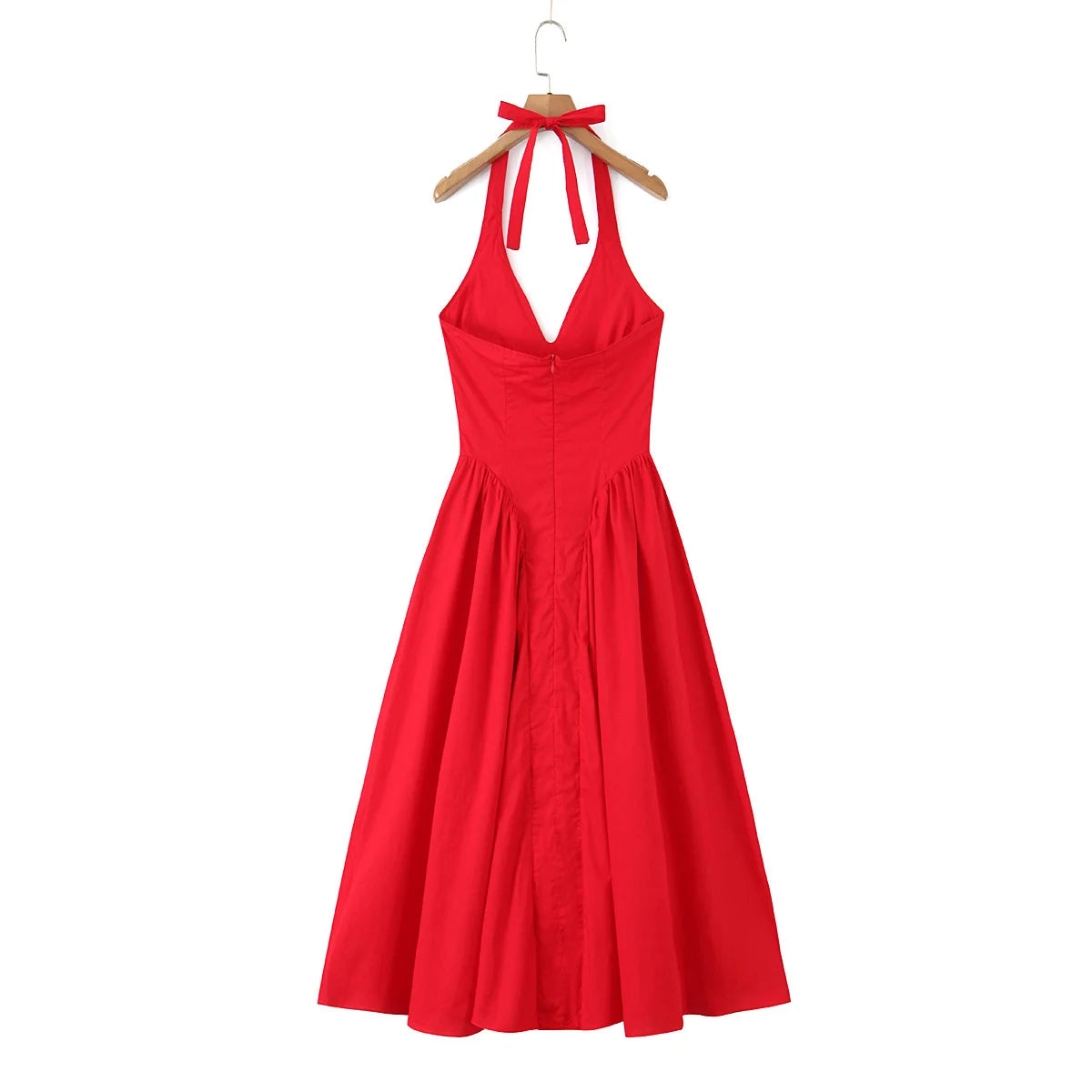 25 Elegant halterneck v neck Midi Dress