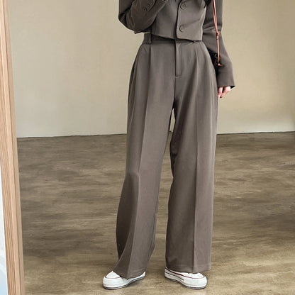 Retro Casual Blazer Wide Leg Pants