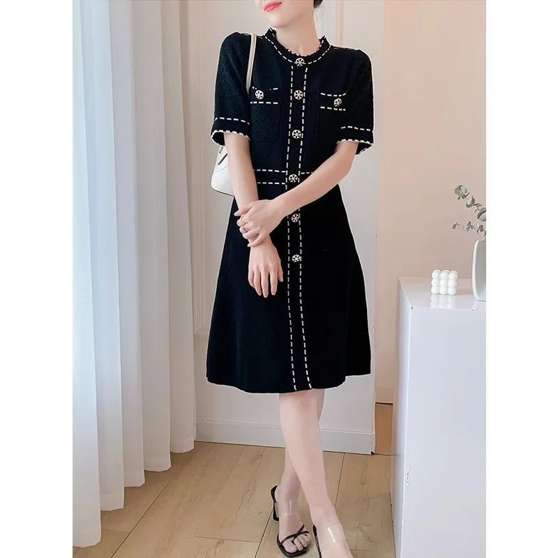 2025 Old money Knitted Dress Women Vintage Sandro style