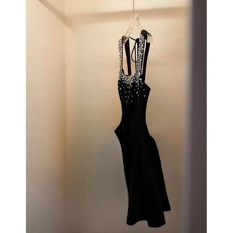 New Party Backless Bandage Dress for Women Fashion Summer Sling Robe Femme 2026 Vestidos De Mujer A-line Tunic Diamond Dresses