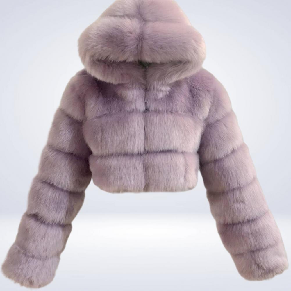 Fur Hooded Zipper Cropped