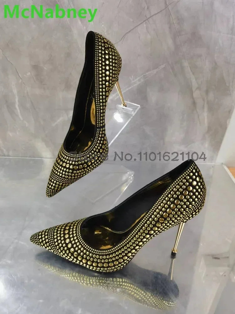 Designer Luxury Golden Heels