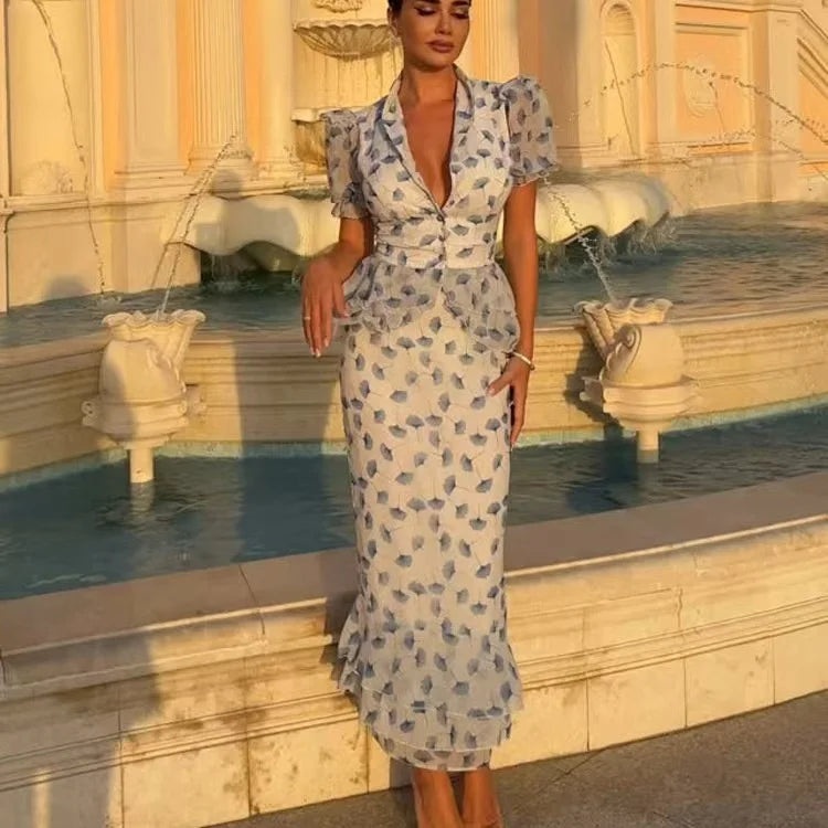 Puff sleeve classy dress