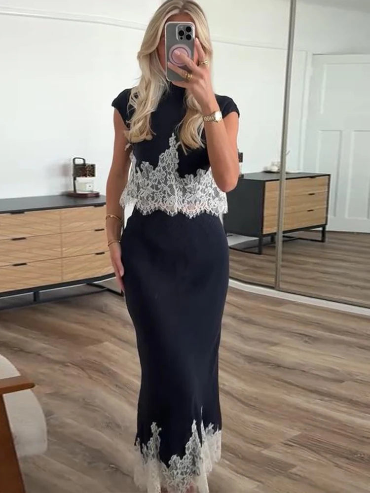 Zara Lace Set Navy Blue