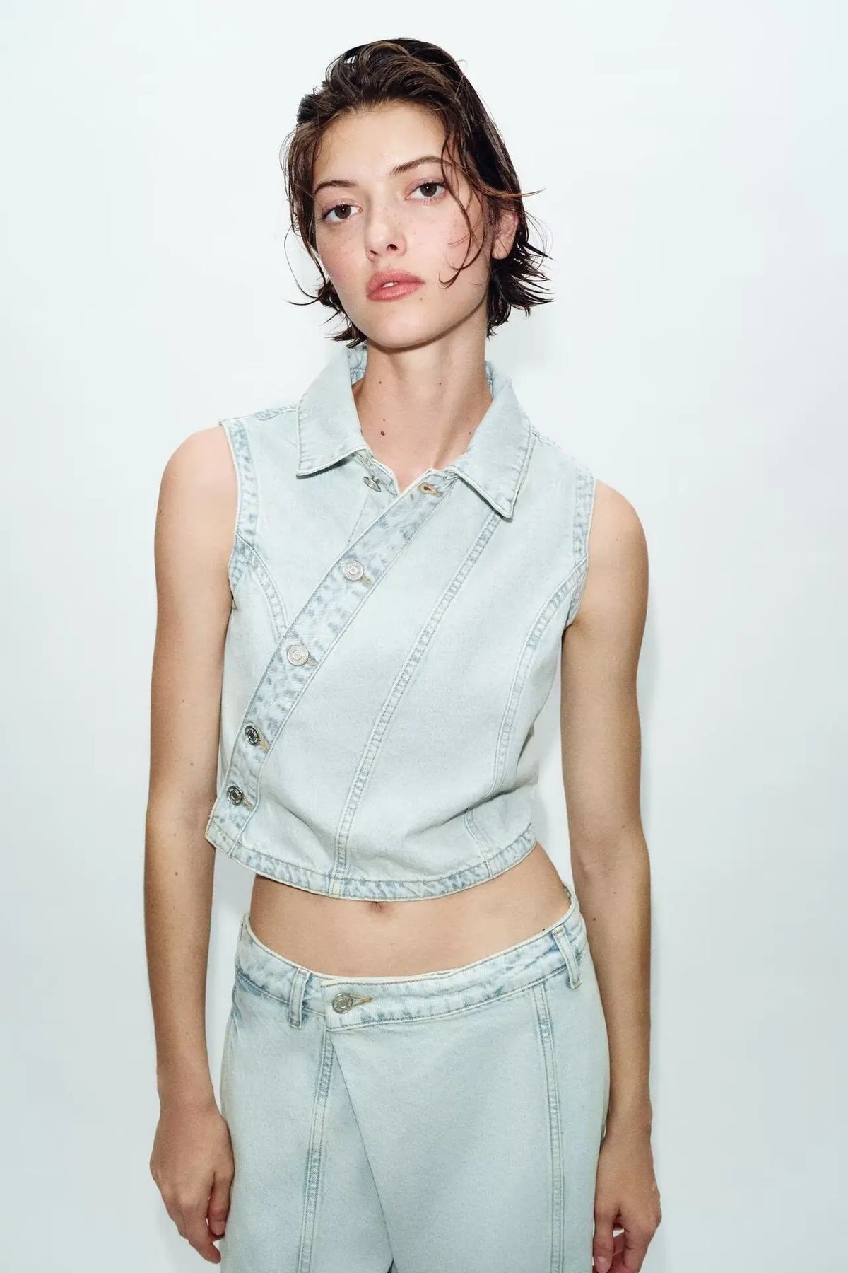 Fashionable Denim Vest And Pants Set Low Waist Long Pants Short Style Spring Season Chinese Brand Women's Clothing Ensemble