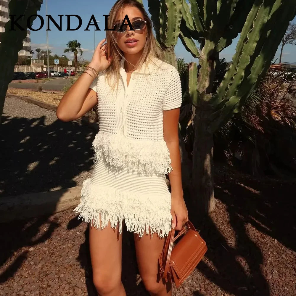 Summer Elegant Knitted Tassel Set