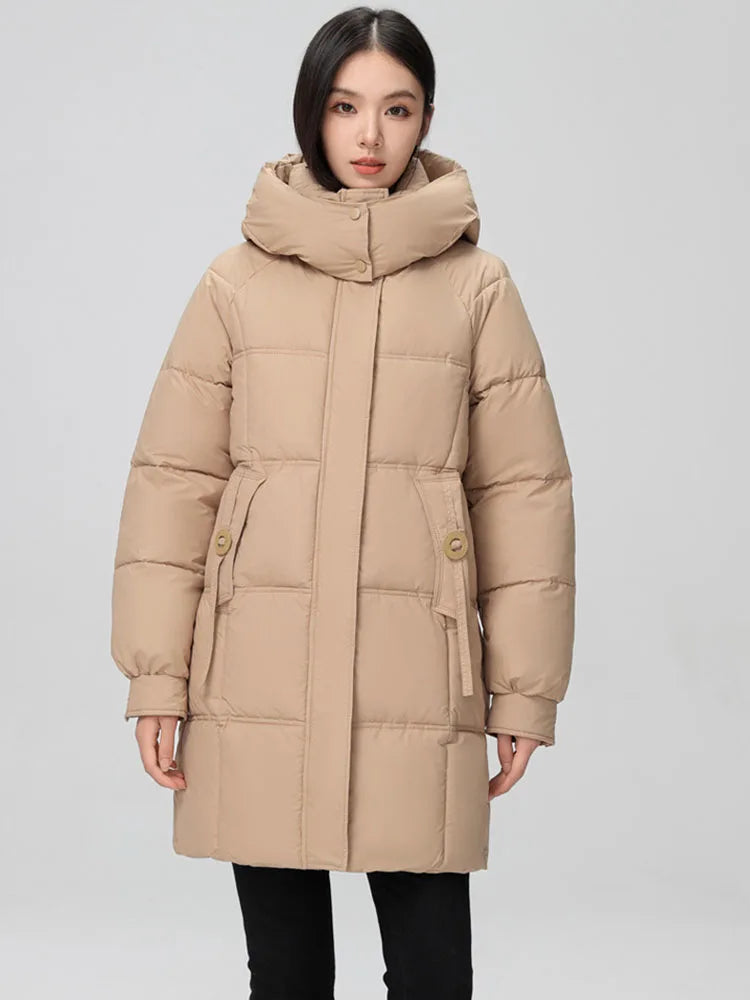 Winter Women Jacket Mid Long Hooded