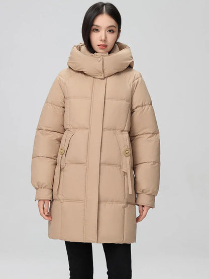 Winter Women Jacket Mid Long Hooded