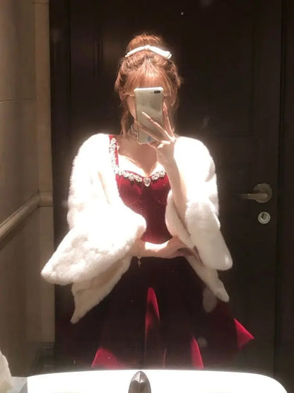 Red Diamond-encrusted Velvet Halter